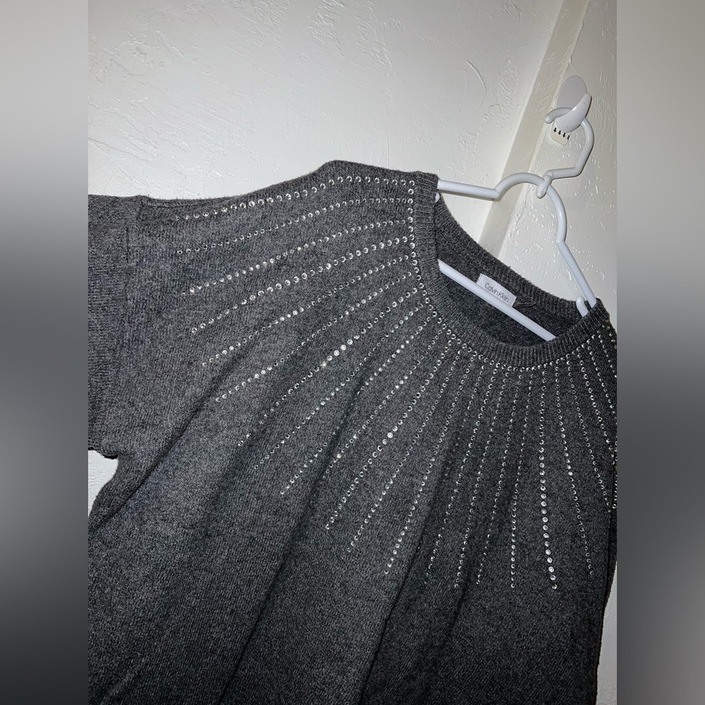 Calvin Klein Rhinestone Neck Sweater - Picture 3 of 12